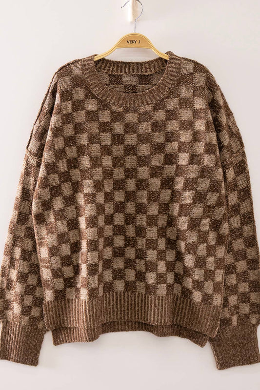 Checkerboard Knit Sweater