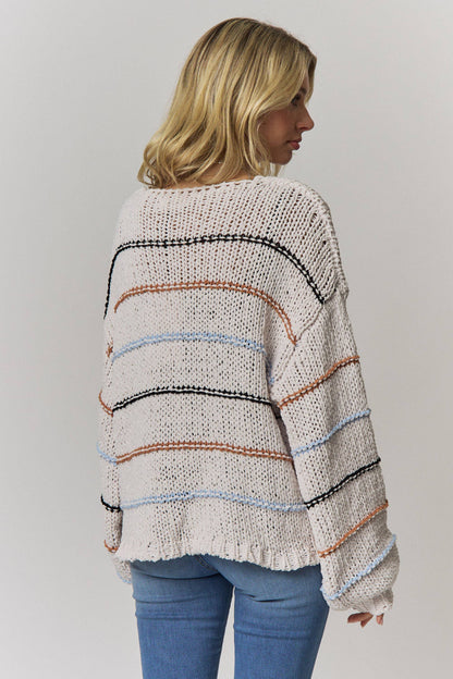 RELAXED STRIPED CHUNKY KNIT SWEATER