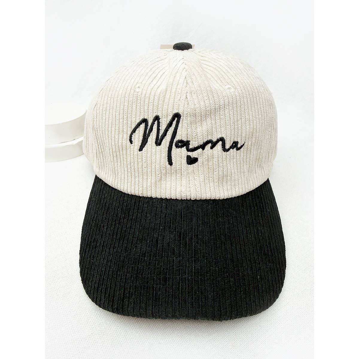 Love and Repeat - MAMA Embroidered Two Tone Corduroy Baseball Cap: BROWN / ONE(6)