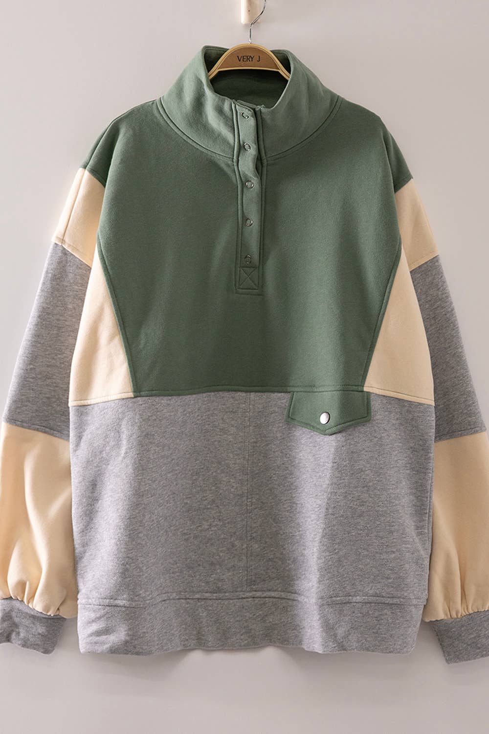 Colorblock Half Snap Sweatshirt