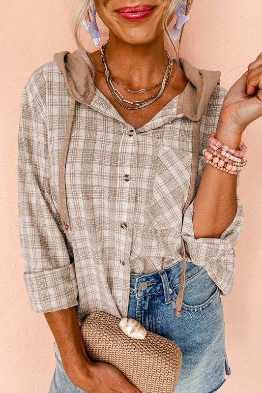 CHECKED LOOSE FIT HOODED FLANNEL