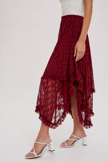 Bluivy - LACE TIER MIDI SKIRT: ECRU / S