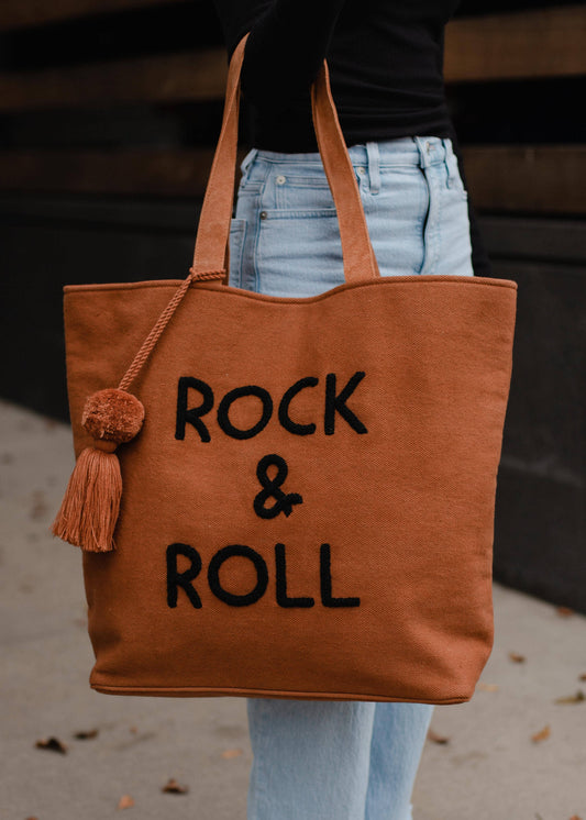 CARAMEL ROCK + ROLL TOTE