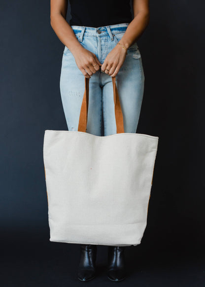 CREAM + CAMEL AZTEC TOTE