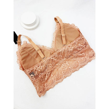 Love and Repeat - Floral Lace Bralette with Adjustable Straps : BLACK / S-M-L-XL(1-2-2-1)