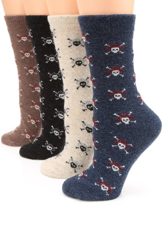 WOMEN'S SKULL WOOL BLEND CREW SOCKS