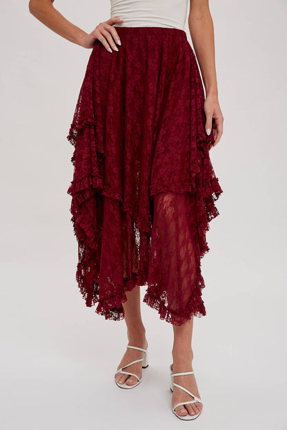 Bluivy - LACE TIER MIDI SKIRT: ECRU / S