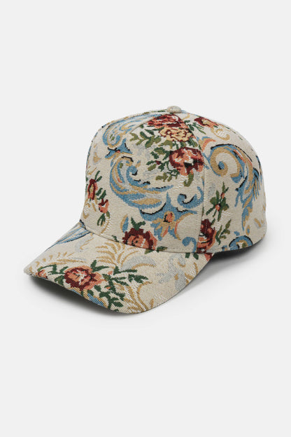 David And Young - Floral Print in Brocade 5 Panel Baseball Cap: Mauve