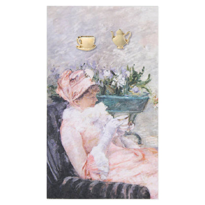 CUP OF TEA FINE ART GOLD EARRINGS