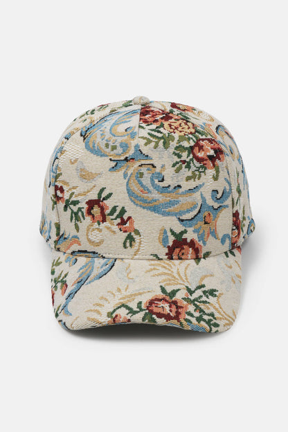 David And Young - Floral Print in Brocade 5 Panel Baseball Cap: Mauve