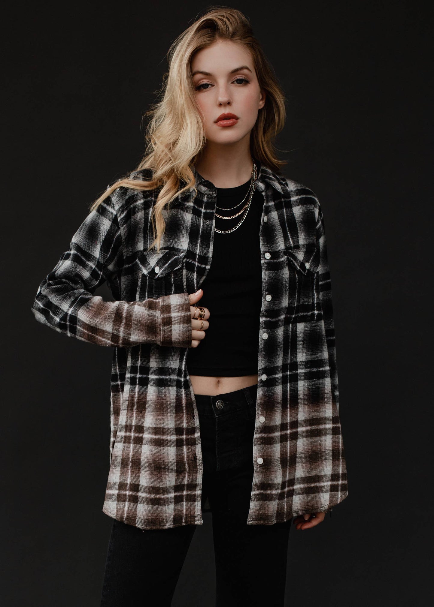 BLEACHED BLACK + BROWN FLANNEL