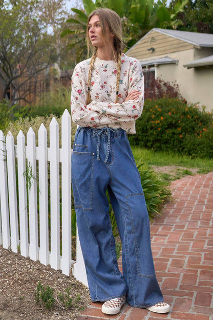 FLORAL LIGHTWEIGHT LONGSLEEVE SWEATER