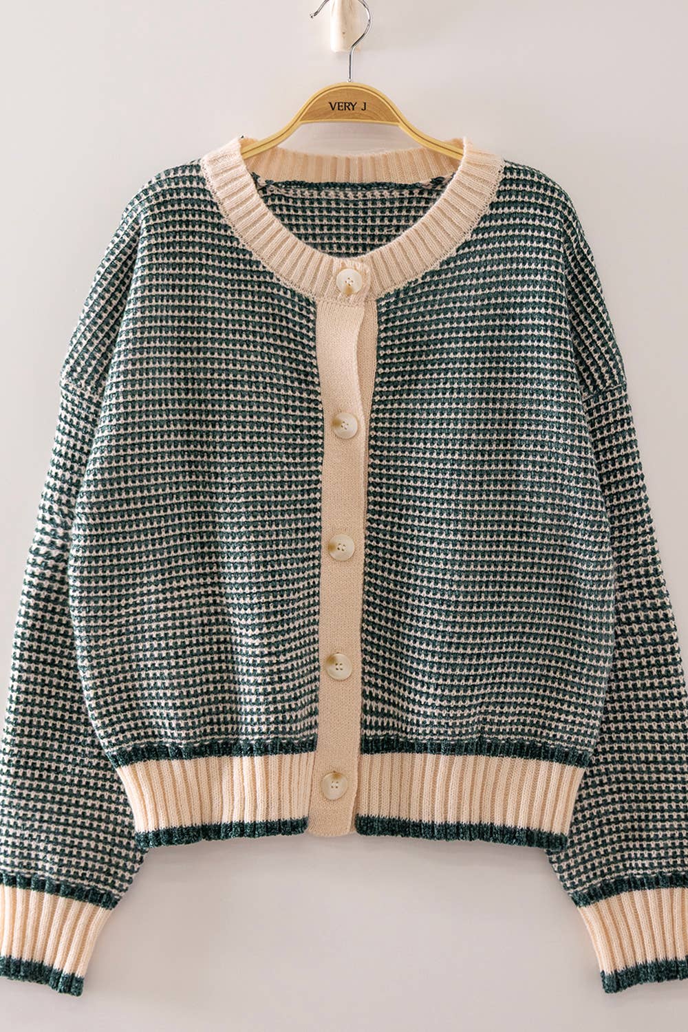 Color Pop Textured Knit Cardigan: HUNTER GREEN