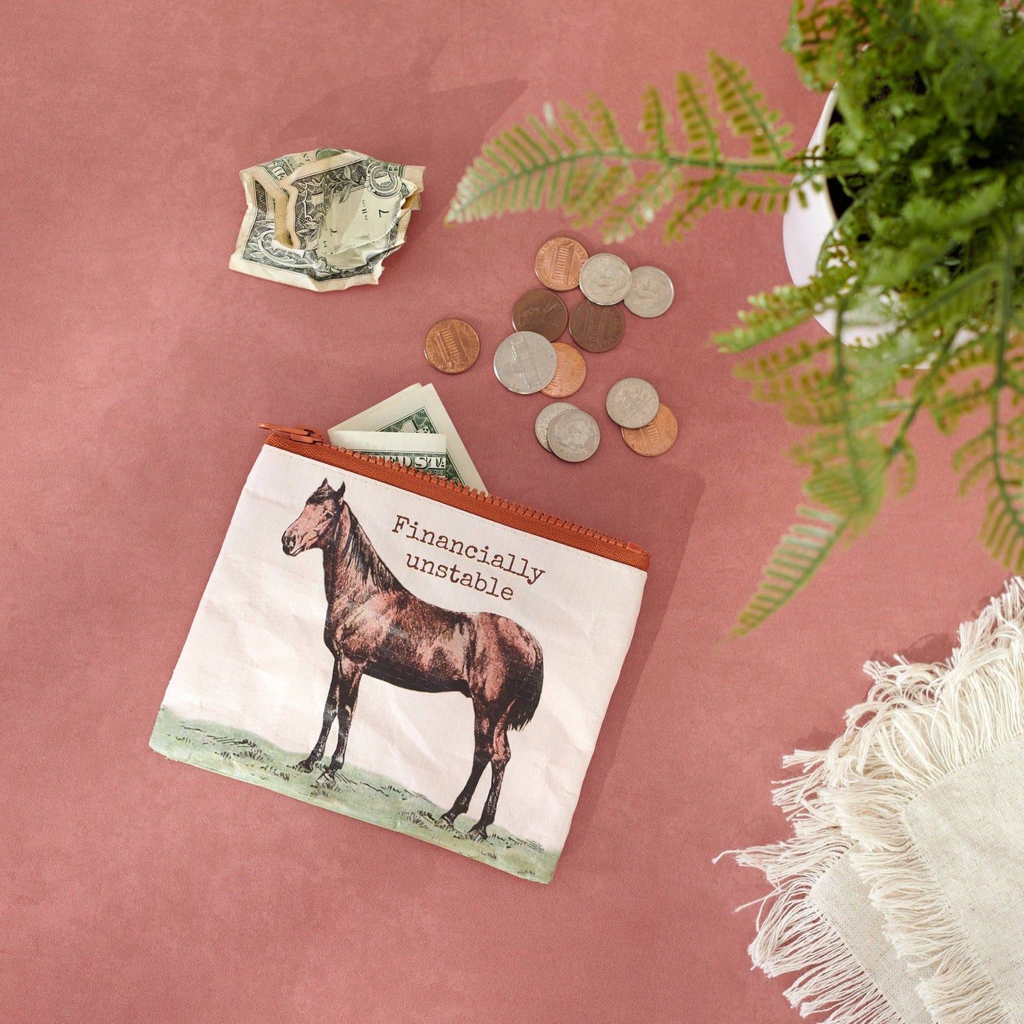 FINANCIALLY UNSTABLE ZIPPER WALLET