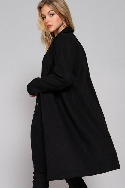 BLACK LONG SOFT FELT COAT