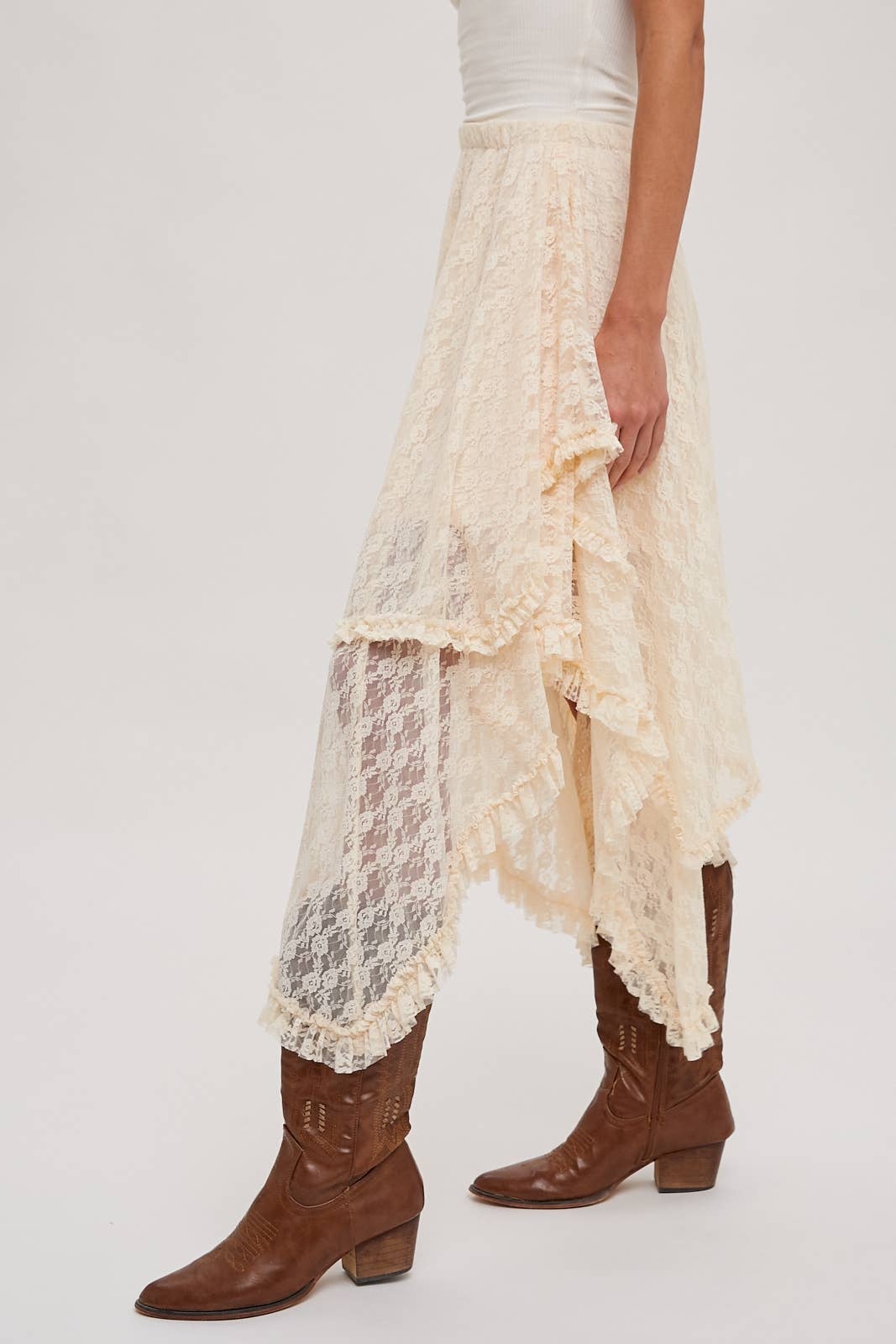 Bluivy - LACE TIER MIDI SKIRT: ECRU / S