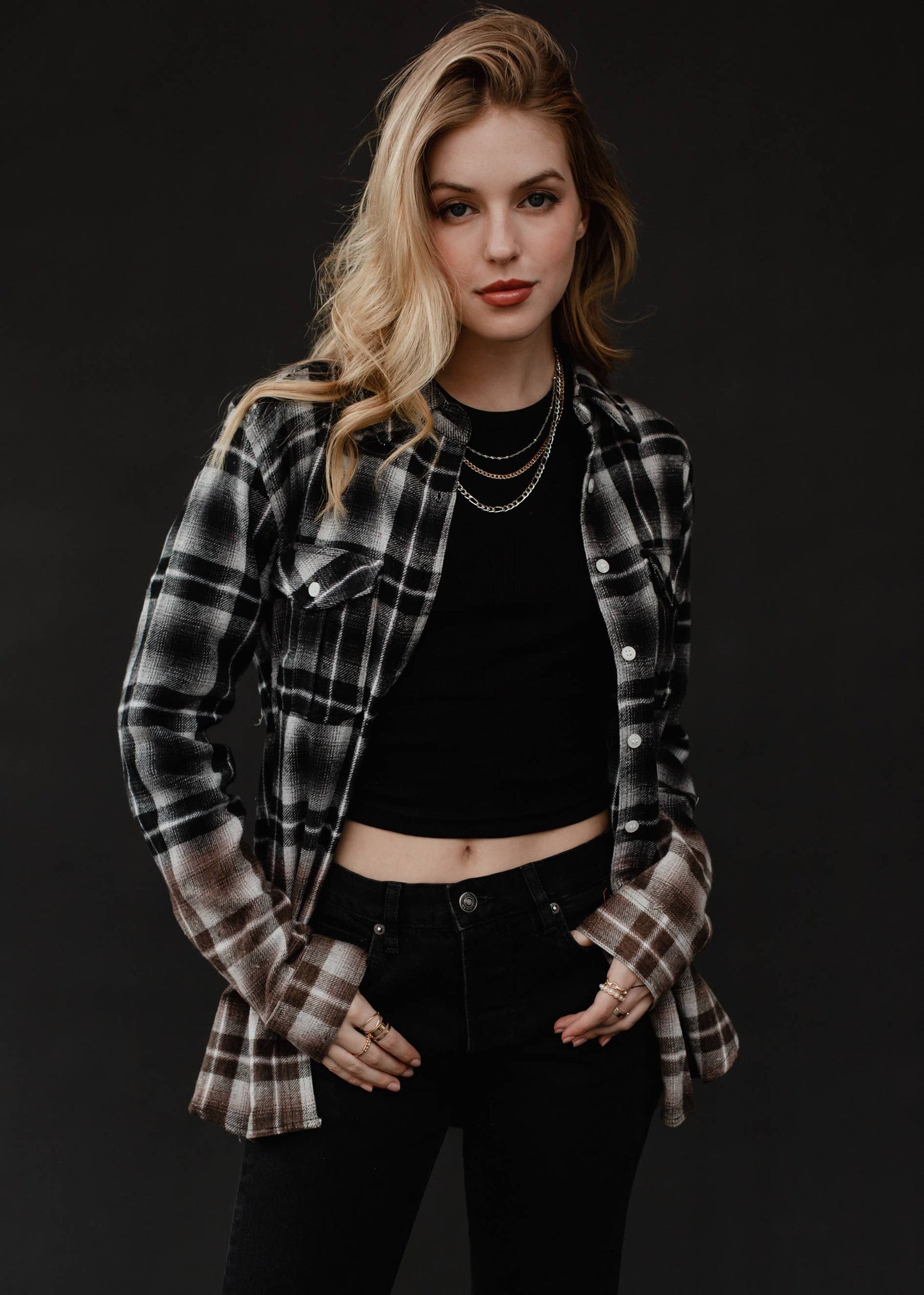 BLEACHED BLACK + BROWN FLANNEL