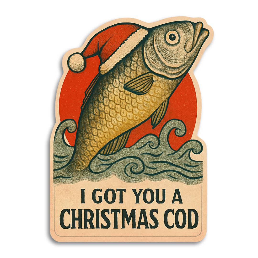 Bad Betty Greeting Co. - I Got You a Christmas Cod - Funny Die Cut Christmas Card