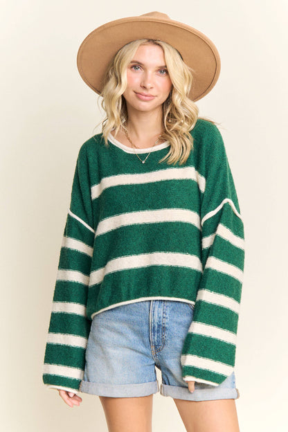 STRIPED KNIT PULLOVER SWEATER