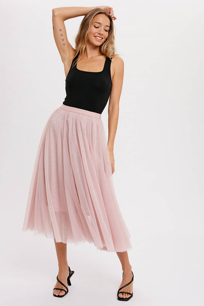 Bluivy - TULLE MIDI SKIRT: DUSTY PINK / M