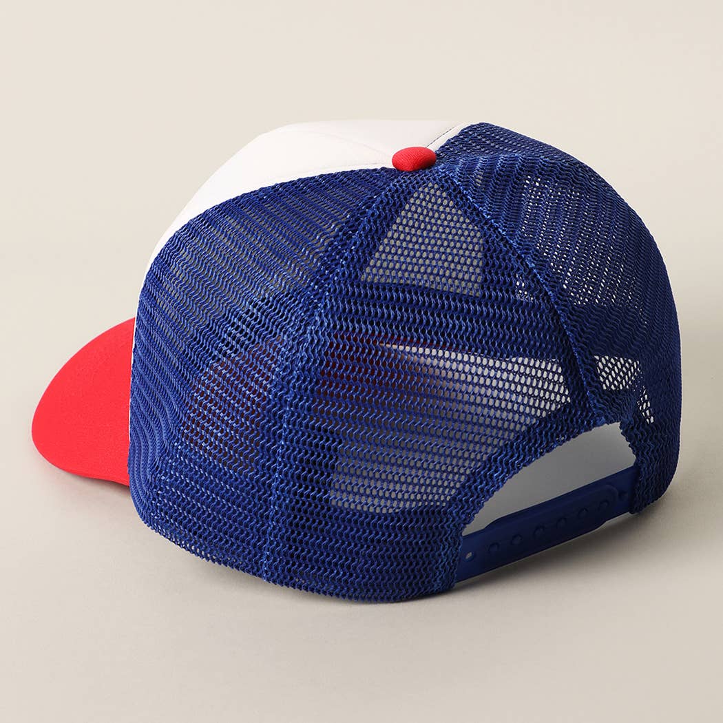 USA FLORAL LETTER PATCH TRUCKER BASEBALL CAP