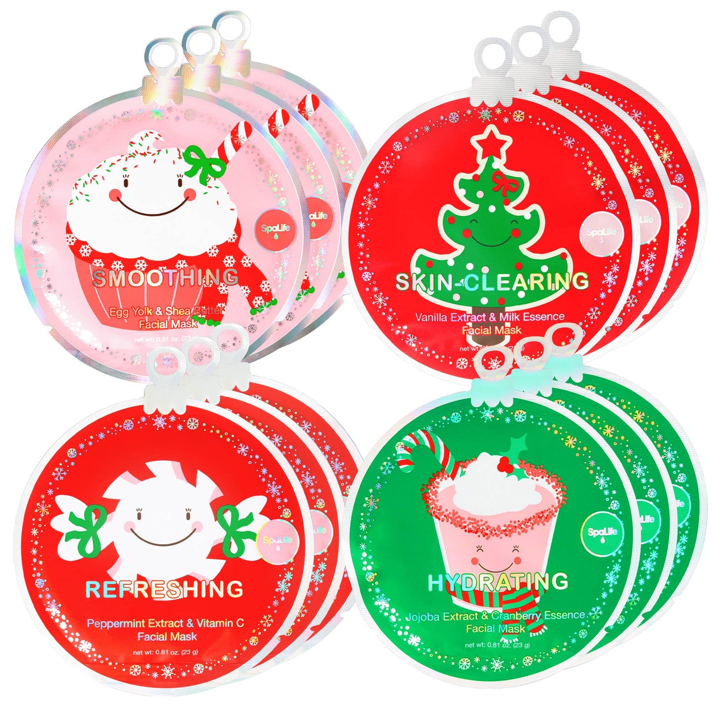 My Spa Life - Holiday Stucking Stuffer Assorted Facial Masks -12 Pk Bundle