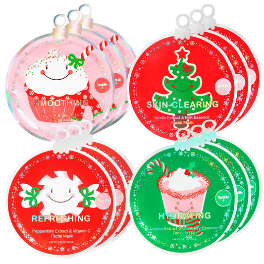 My Spa Life - Holiday Stucking Stuffer Assorted Facial Masks -12 Pk Bundle