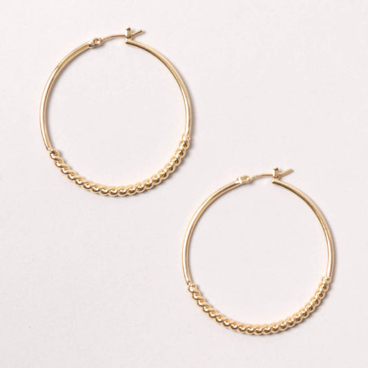 Fashion City - 14K Gold-Dipped Textured Hoop Earring: GLD / ONE SIZE