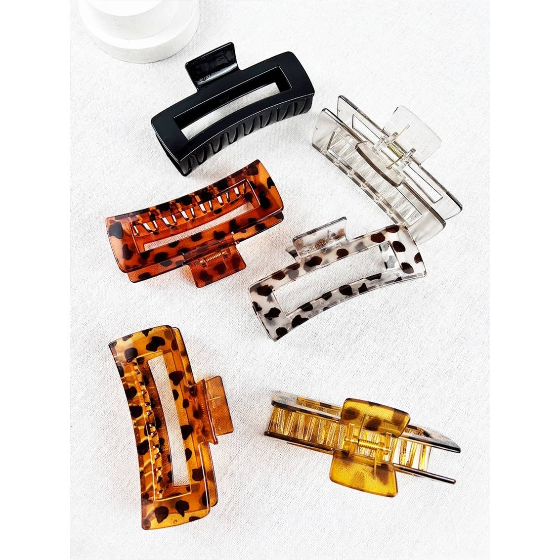 Love and Repeat - Leopard Mixed Pattern Rectangle Cut out Hair Claw: MIX COLOR / ONE(12)