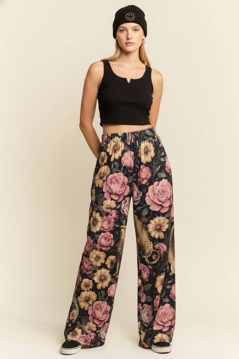 FLORAL NOIR CHEETAH PANTS