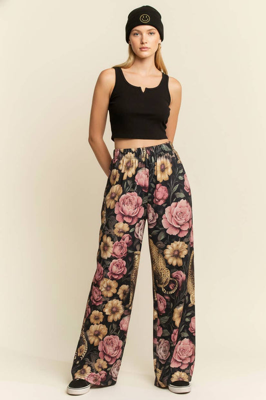 FLORAL NOIR CHEETAH PANTS