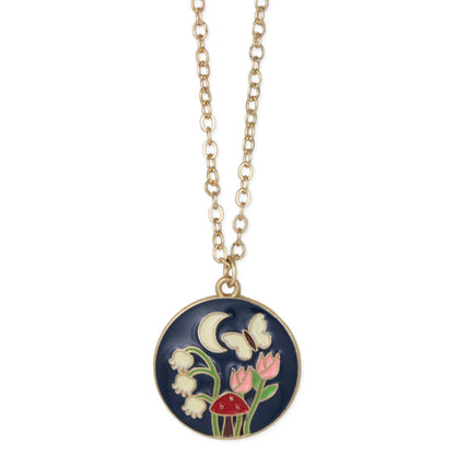 ZAD - Evening Garden Round Enamel Gold Necklace