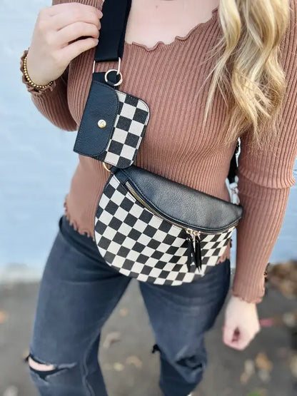LEATHER CHECKMATE BUM BAG