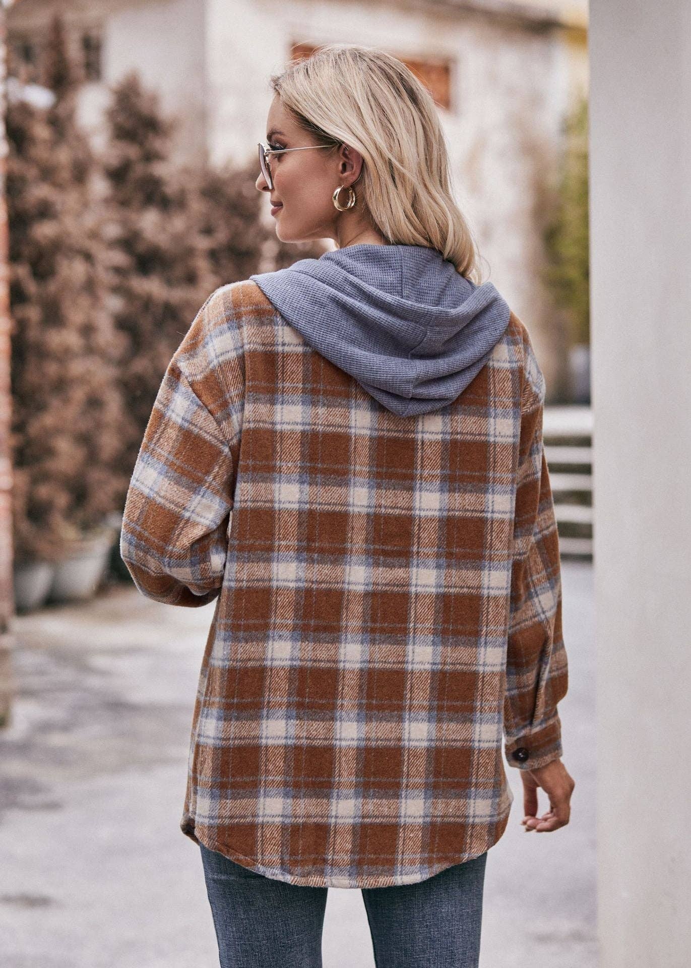 FLANNEL CHECKED HOODED JACKET