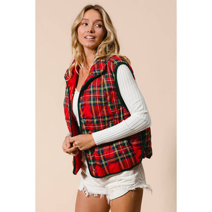 VINTAGE CHRISTMAS PLAID QUILTING VEST