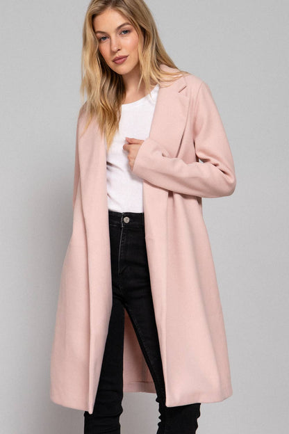 PALE PINK LONG SOFT FELT COAT