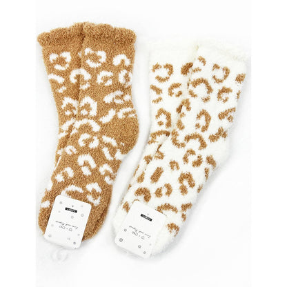 Love and Repeat - Plush Cozy Leopard Socks: MIX COLOR / ONE(12)