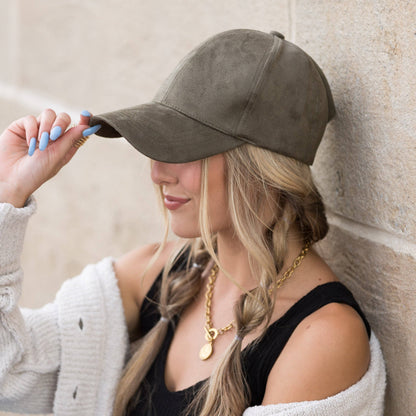 Aili's Corner - Suede Boyfriend Ball Cap: Camel