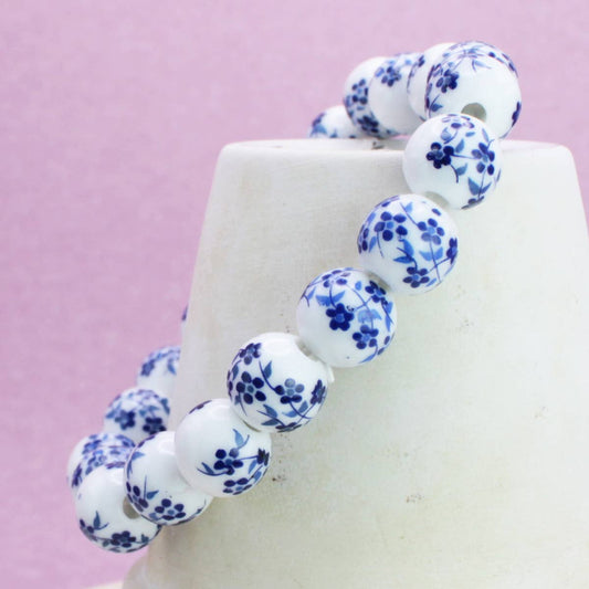 VINTAGE BLUE AND WHITE CERAMIC BRACELET