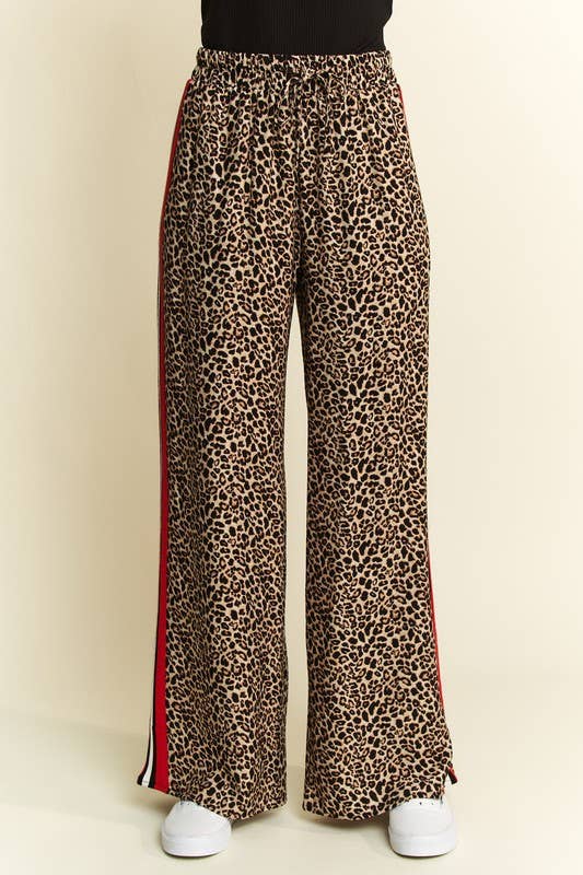 LEOPARD CONTRAST TROUSER RED PANEL