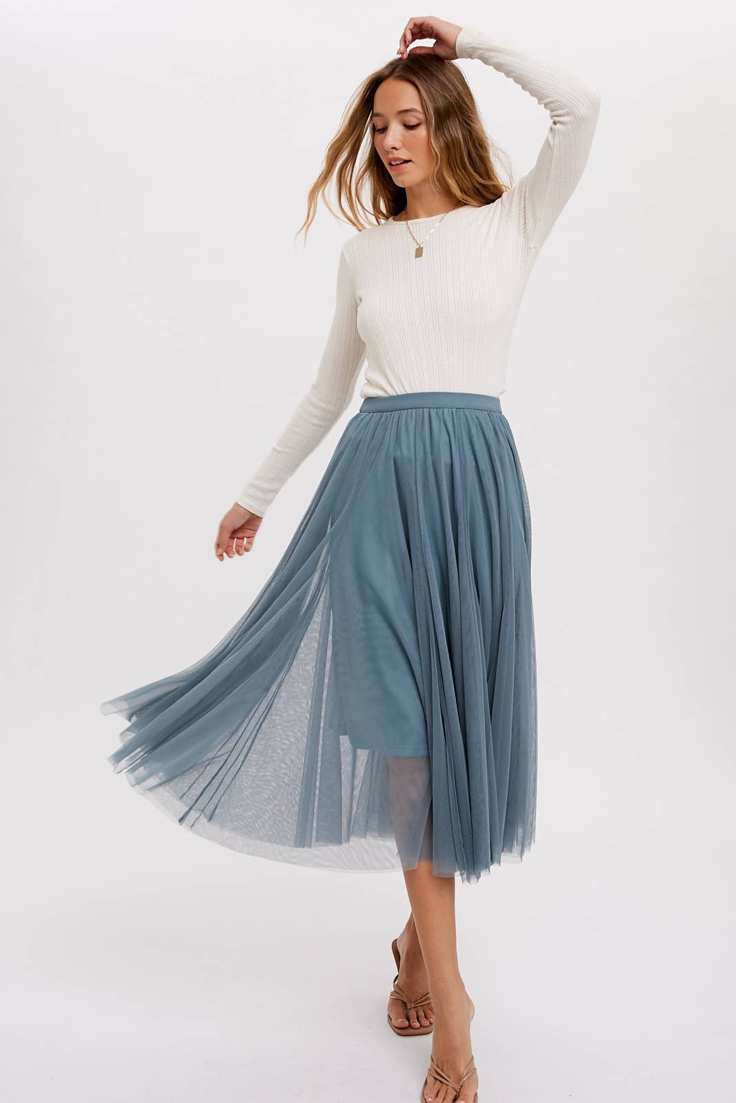 Bluivy - TULLE MIDI SKIRT: DUSTY PINK / M