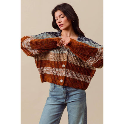 MULTI COLOR STRIPE SWEATER CARDIGAN