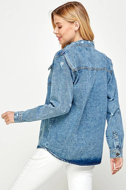 BOYFRIEND DENIM BUTTON UP JEAN JACKET