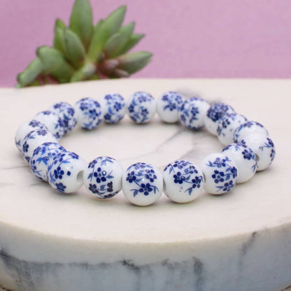 VINTAGE BLUE AND WHITE CERAMIC BRACELET