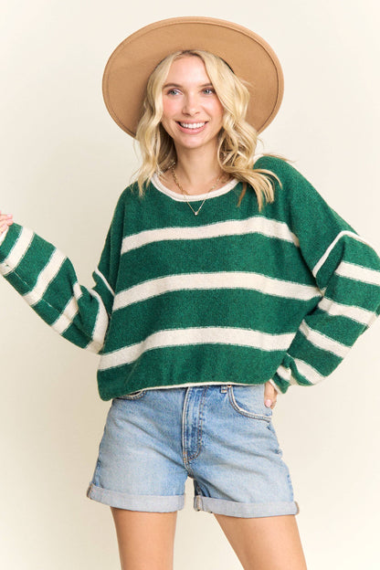 STRIPED KNIT PULLOVER SWEATER