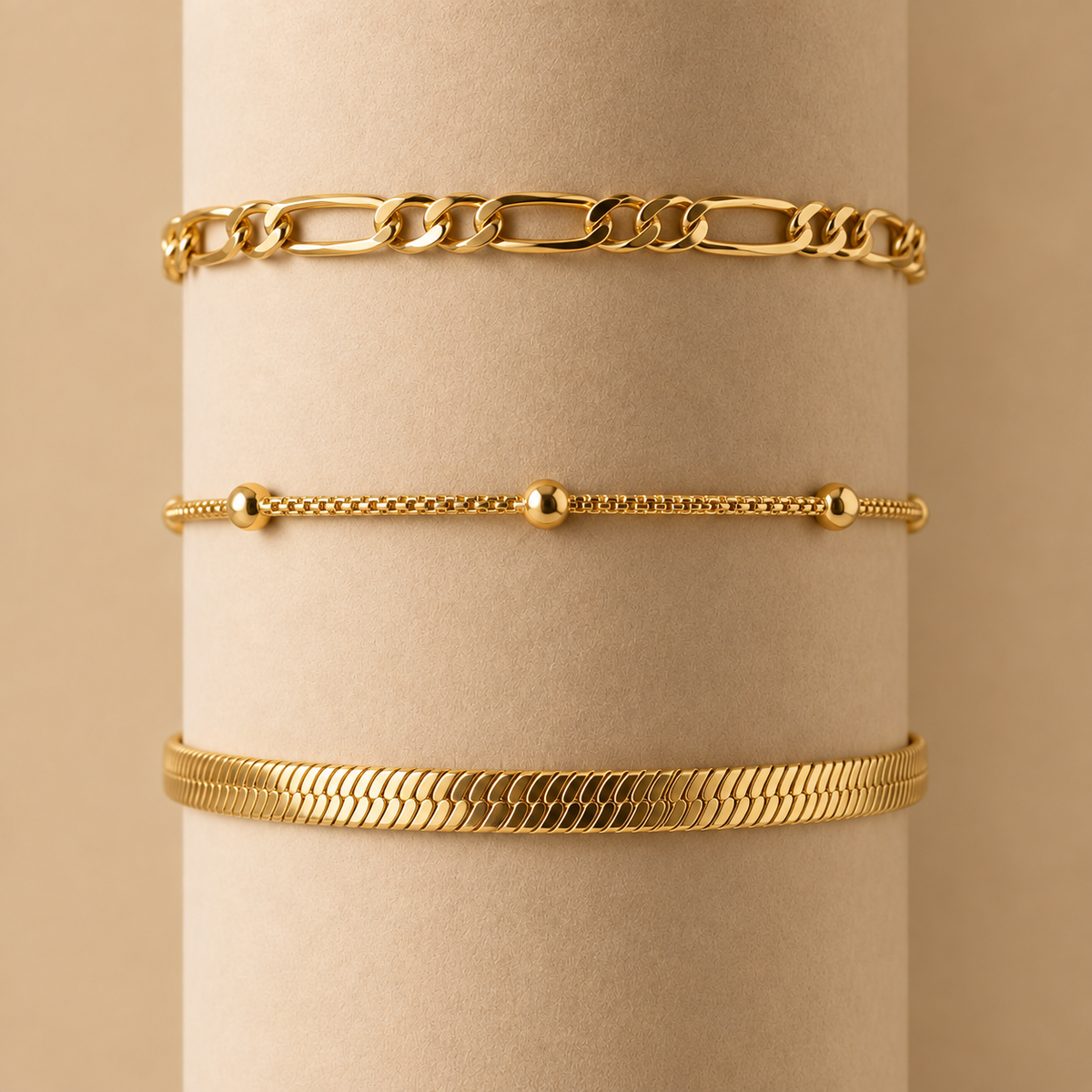 Lenny & Eva - Gilded Chain Bracelets | CLEARANCE: Wide Herringbone