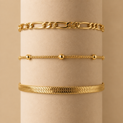 Lenny & Eva - Gilded Chain Bracelets | CLEARANCE: Wide Herringbone