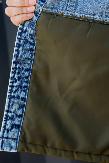 ACID WASH DENIM WITH QUILTED JACKET