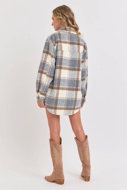 COZY GREY PLAID SHACKET