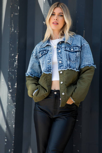 ACID WASH DENIM WITH QUILTED JACKET